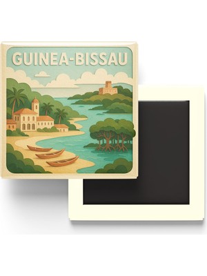 İberk Gine-Bissau - Guinea-Bissau - Paper Cut Art - Baskılı Buzdolap Magneti Kare - 9x9 cm