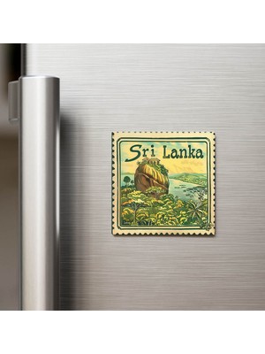 İberk Sri Lanka Sri Lanka - Posta Pulu Temalı Ülke - Baskılı Buzdolap Magneti Kare - 9x9 cm