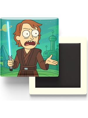 İberk Anakin Skywalker - 9x9 cm Baskılı Kare Buzdolap Magneti (Rozetli)