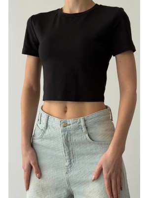 Quzu 26YTSH01794 Basic Crop Kadın T-Shirt