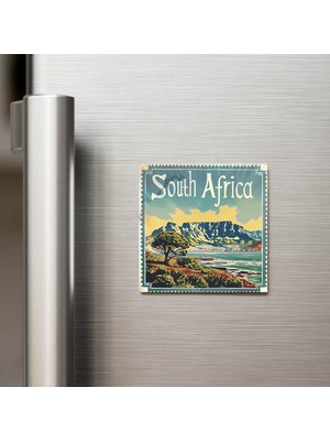 İberk Güney Afrika South Africa - Posta Pulu Temalı Ülke - Baskılı Buzdolap Magneti Kare - 9x9 cm