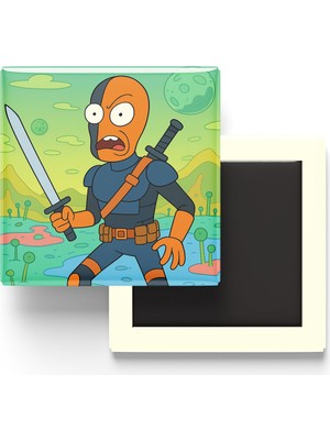 İberk Deathstroke - 9x9 cm Baskılı Kare Buzdolap Magneti (Rozetli)