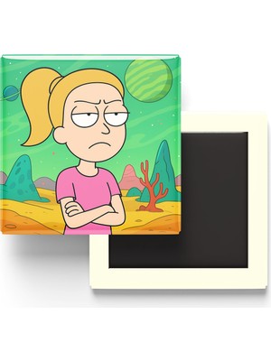 İberk Side Eye Chloe - 9x9 cm Baskılı Kare Buzdolap Magneti (Rozetli)