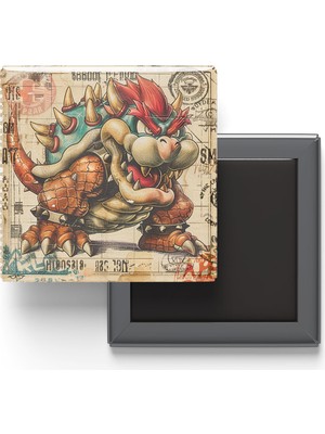 İberk Bowser - Baskılı Buzdolap Magneti Kare - 9x9 cm