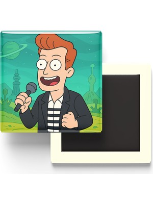 İberk Rickroll Rick - 9x9 cm Baskılı Kare Buzdolap Magneti (Rozetli)