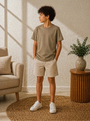 CC Collection Çocuk Basic Tişört Düz Baskısız Kısa Kollu Günlük Rahat Unisex Tshirt