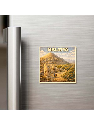 İberk Malatya Şehri - Pop-Art Travel - 9x9 cm Buzdolap Magneti