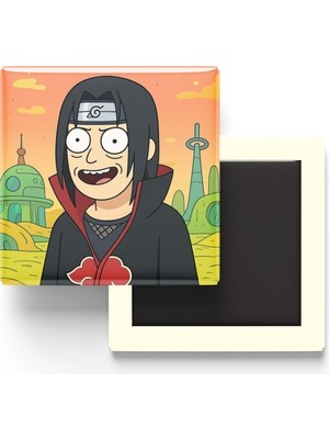 İberk Itachi Uchiha - 9x9 cm Baskılı Kare Buzdolap Magneti (Rozetli)