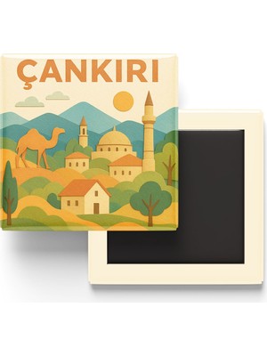 İberk Çankırı - Memleket Temalı - Paper Cut Art - Baskılı Buzdolap Magneti Kare - 9x9 cm