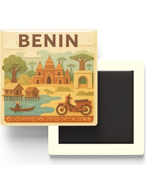 İberk Benin - Benin - Paper Cut Art - Baskılı Buzdolap Magneti Kare - 9x9 cm