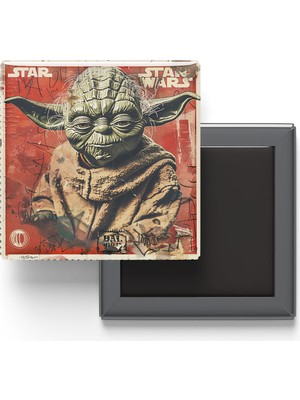 İberk Yoda - Baskılı Buzdolap Magneti Kare - 9x9 cm