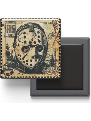 İberk Jason Voorhees - Baskılı Buzdolap Magneti Kare - 9x9 cm