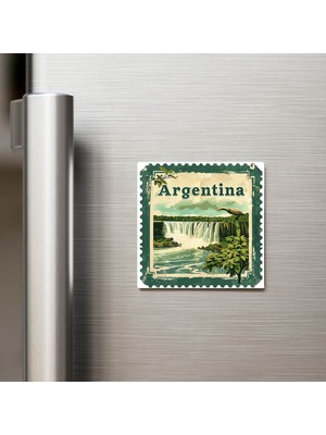 İberk Arjantin Argentina - Posta Pulu Temalı Ülke - Baskılı Buzdolap Magneti Kare - 9x9 cm