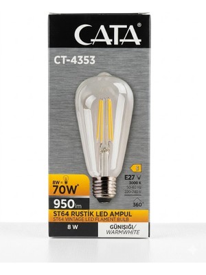 Cata 10 Adet ST64 Rustik LED Ampul