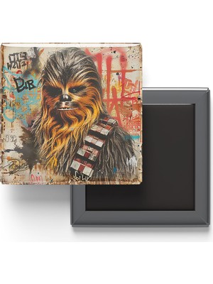 İberk Chewbacca - Baskılı Buzdolap Magneti Kare - 9x9 cm