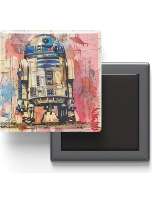 İberk R2-D2 - Baskılı Buzdolap Magneti Kare - 9x9 cm