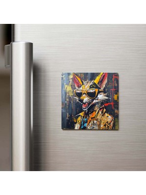 İberk Jackal - Çakal - Güneş Gözlüklü Style - Buzdolap Magneti - 9x9 cm