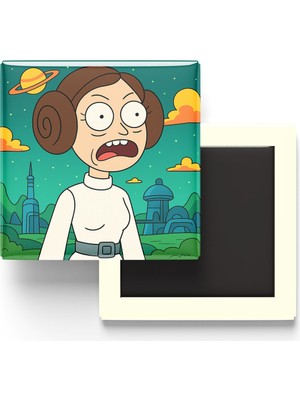İberk Leia Organa - 9x9 cm Baskılı Kare Buzdolap Magneti (Rozetli)