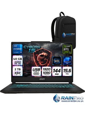 MSI Msı Cyborg 15 Intel Core İ5-13420H 40 GB Ddr5 2 Tb SSD 6gb/rtx 4050 15.6" Fhd 144Hz Windows 11 Pro Gaming Laptop Oyuncu Bilgisayarı A13VERNP15