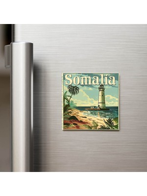 İberk Somali Somalia - Posta Pulu Temalı Ülke - Baskılı Buzdolap Magneti Kare - 9x9 cm