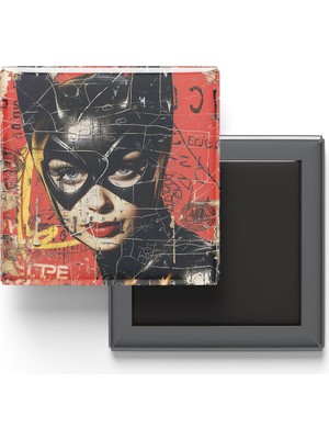İberk Catwoman - Baskılı Buzdolap Magneti Kare - 9x9 cm