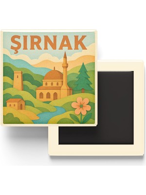 İberk Şırnak - Memleket Temalı - Paper Cut Art - Baskılı Buzdolap Magneti Kare - 9x9 cm