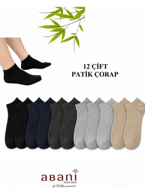 Abani Classic 12 Çift Kısa Patik Erkek Bambu Çorap