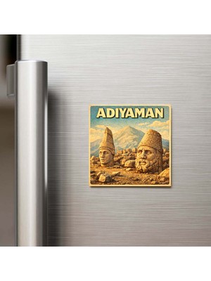 İberk Adıyaman Şehri - Pop-Art Travel - 9x9 cm Buzdolap Magneti
