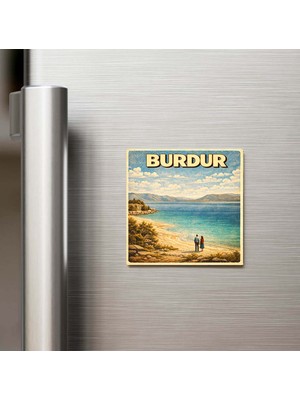 İberk Burdur Şehri - Pop-Art Travel - 9x9 cm Buzdolap Magneti