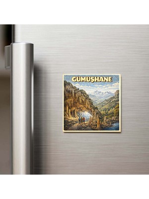 İberk Gümüşhane Şehri - Pop-Art Travel - 9x9 cm Buzdolap Magneti