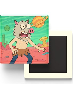 İberk Inosuke Hashibira - 9x9 cm Baskılı Kare Buzdolap Magneti (Rozetli)
