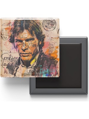 İberk Han Solo - Baskılı Buzdolap Magneti Kare - 9x9 cm