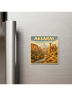 İberk Aksaray Şehri - Pop-Art Travel - 9x9 cm Buzdolap Magneti