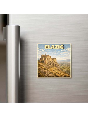İberk Elazığ Şehri - Pop-Art Travel - 9x9 cm Buzdolap Magneti