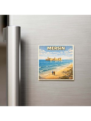 İberk Mersin Şehri - Pop-Art Travel - 9x9 cm Buzdolap Magneti