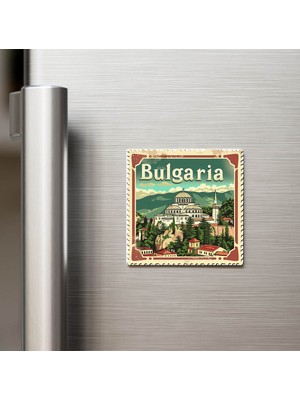 İberk Bulgaristan Bulgaria - Posta Pulu Temalı Ülke - Baskılı Buzdolap Magneti Kare - 9x9 cm