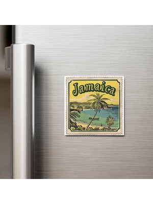 İberk Jamaika Jamaica - Posta Pulu Temalı Ülke - Baskılı Buzdolap Magneti Kare - 9x9 cm