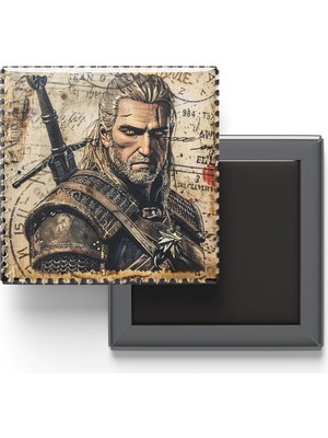 İberk Geralt Of Rivia - Baskılı Buzdolap Magneti Kare - 9x9 cm