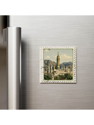 İberk Suudi Arabistan Saudi Arabia - Posta Pulu Temalı Ülke - Baskılı Buzdolap Magneti Kare - 9x9 cm
