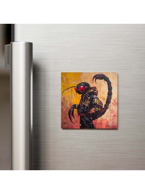 İberk Scorpion - Akrep - Güneş Gözlüklü Style - Buzdolap Magneti - 9x9 cm
