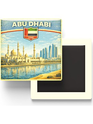 İberk Retro Birleşik Arap Emirlikleri Abu Dabi Şehri Temalı Vintage Buzdolap Magneti – 9x9 cm