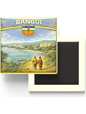 İberk Retro Orta Afrika Cumhuriyeti Bangui Şehri Temalı Vintage Buzdolap Magneti – 9x9 cm