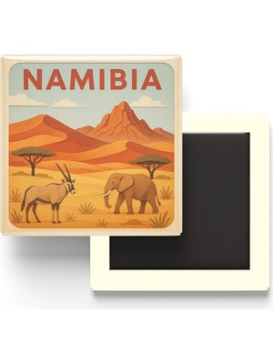 İberk Namibya - Namibia - Paper Cut Art - Baskılı Buzdolap Magneti Kare - 9x9 cm