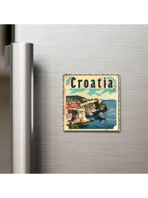 İberk Hırvatistan Croatia - Posta Pulu Temalı Ülke - Baskılı Buzdolap Magneti Kare - 9x9 cm
