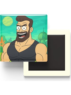 İberk Gigachad - 9x9 cm Baskılı Kare Buzdolap Magneti (Rozetli)