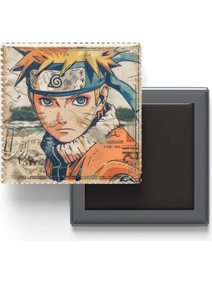İberk Naruto Uzumaki - Baskılı Buzdolap Magneti Kare - 9x9 cm
