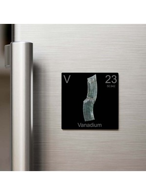 İberk Vanadium (Vanadyum) Elementi – Buzdolap Magneti – 9x9 cm