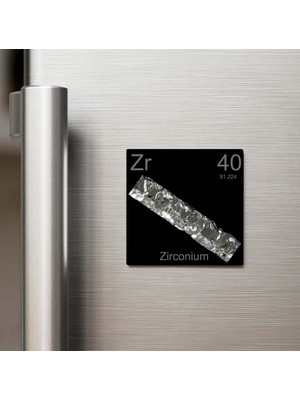 İberk Zirconium (Zirkonyum) Elementi – Buzdolap Magneti – 9x9 cm