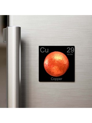 İberk Copper (Bakır) Elementi – Buzdolap Magneti – 9x9 cm