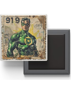 İberk Green Lantern - Baskılı Buzdolap Magneti Kare - 9x9 cm